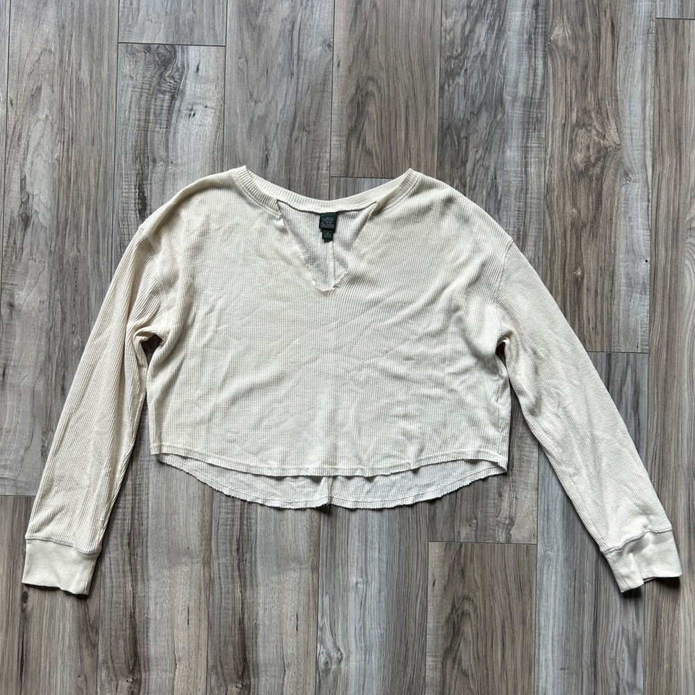 Wild Fable Cream Waffle Knit Crop Top